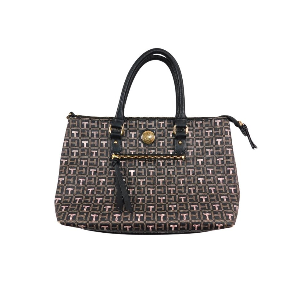 Tommy Hilfiger Monogram‎ Satchel Tote Bag – Brown/Black